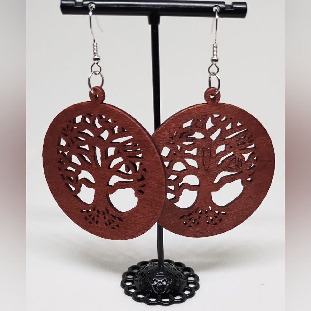 African wooden earrings women's dangle geometric new e55